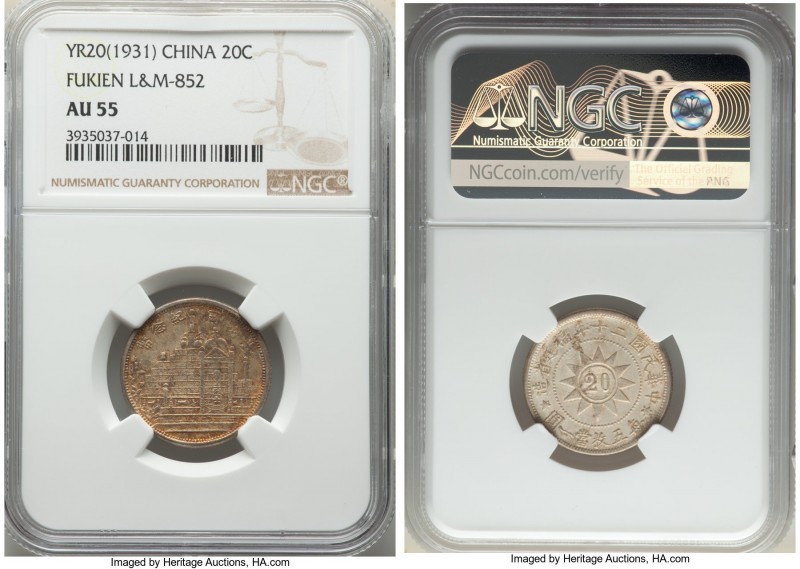 Fukien. Republic 20 Cents Year 20 (1931) AU55 NGC, KM-Y389.2, L&M-852. 

HID0980...
