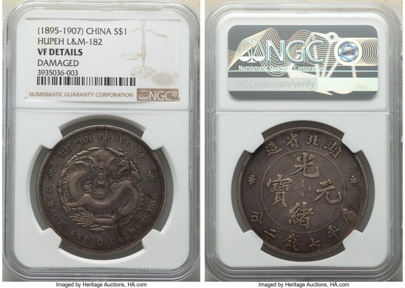 Hupeh. Kuang-hsü Dollar ND (1895-1907) VF Details (Damaged) NGC, Ching mint, KM-...