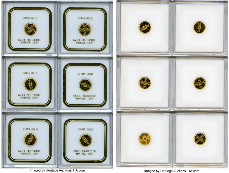 People's Republic 6-Piece Lot of Uncertified gold Proof "Vault Protector" 1/10 O...