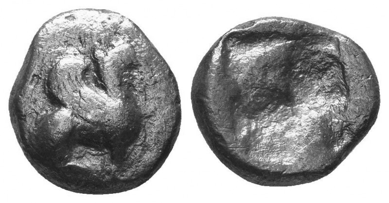Ionia, Teos AR Triobol. Circa 510-475 BC. Griffin seated right / Rough incuse sq...