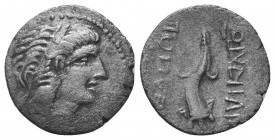 SELEUKID EMPIRE. Demetrios I Soter. 162-150 BC. AR Drachm. Imitation struck in Cappadocia, temp. Samos II to Mithradates I, circa 140-70 BC.

Conditio...
