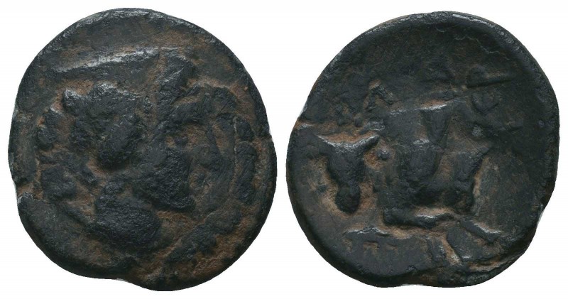 Greek Coins, Ca. 310-284 B.C. AE

Condition: Very Fine

Weight: 3.90 gr
Diameter...