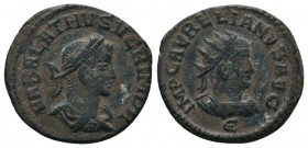 Vabalathus and Aurelian Silvered Æ Antoninianus. Antioch, AD 270-275.

Condition: Very Fine

Weight: 3.20 gr
Diameter: 19 mm