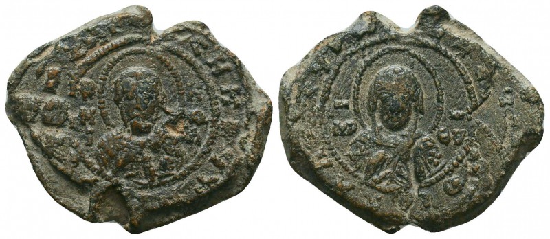 A beautiful iconographic and nicely preserved overstruck seal! (ca 11th cent.)
D...
