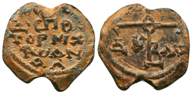 Byzantine lead seal of N. (Theodore?) spatharios and tourmarches of the Anatolik...