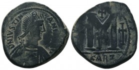 Justinian I. 527-565. Æ Follis. Carthage mint. Struck 534-539

Condition: Very Fine

Weight: 17.90 gr
Diameter: 29 mm