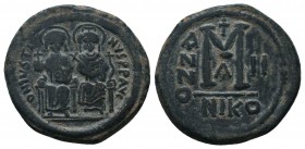 Justin II, with Sophia. 565-578. Æ Follis 

Condition: Very Fine

Weight: 14.20 gr
Diameter: 29 mm