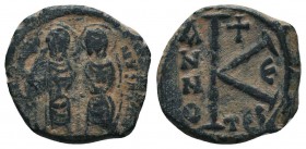 Justin II, with Sophia. 565-578. Æ Half Follis 

Condition: Very Fine

Weight: 5.00 gr
Diameter: 19 mm