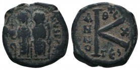 Justin II, with Sophia. 565-578. Æ Half Follis 

Condition: Very Fine

Weight: 6.00 gr
Diameter: 20 mm