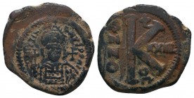 Maurice Tiberius. 582-602. Æ 

Condition: Very Fine

Weight: 9.40 gr
Diameter: 26 mm