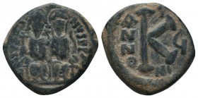 Justin II , with Sophia (565-578 AD). AE Half Follis

Condition: Very Fine

Weight: 5.70 gr
Diameter: 22 mm