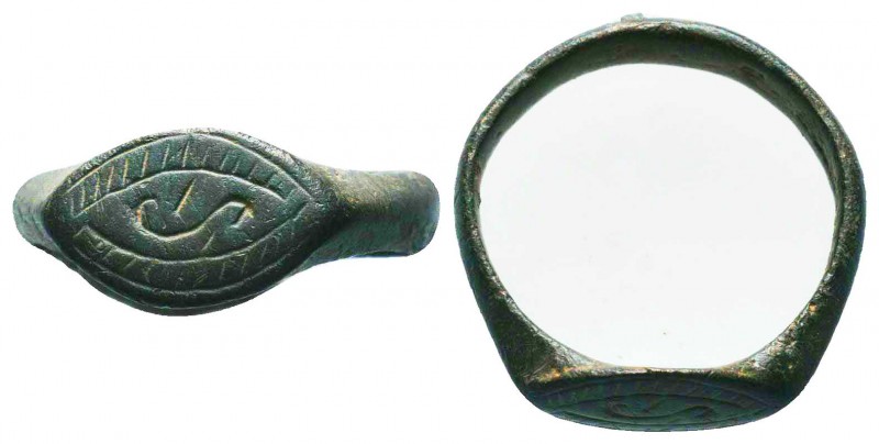 Byzantine/Crusader, c. 9th-13th century AD. Beautiful bronze Eye Shaped Ring, co...