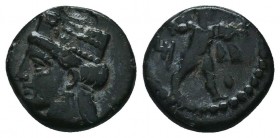 CYPRUS. Kition. Melekiathon (Circa 392/1-362 BC). Ae.
Obv: Head of Aphrodite left, wearing stephane.
Rev: Herakles advancing right, holding lion ski...