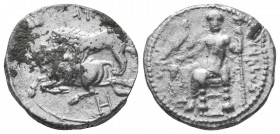 TARSOS. Cilicia. Mazaios, 361-334 B.C.
Stater. Baaltars seated l., torso facing, holding grapes, corn-ear and eagle in r. hand, scepter in l., Aramai...