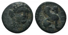 TROAS. Gergis. Ae (4th century BC).
Obv: Head of Sibyl Herophile facing slightly right, wearing laurel wreath and necklace.
Rev: ΓΕΡ.
Sphinx seated...
