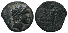 CILICIA, Aigeai . Circa 1st Century BC. Diademed head of Young Alexander the Great right / AIGE/AIWN, Nike walking left, holding wreath in right hand,...