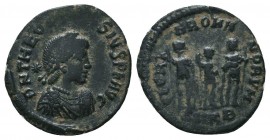 Theodosius II; 402-450 AD, Ae,

Condition: Very Fine

Weight: 1.50 gr
Diameter: 16 mm