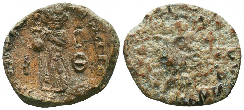 Byzantine lead seal of an imperial kommerkiarios (ca 8th cent.)
Obv.: An empero...