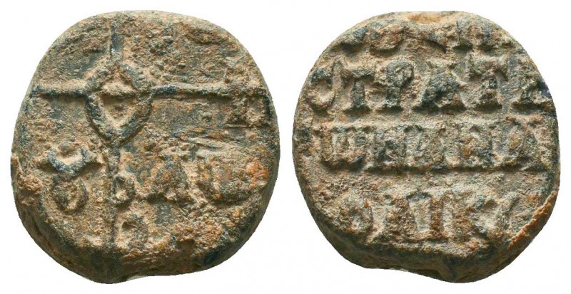 Byzantine lead seal of an imperial spatharios and strategos of the Anatolikon th...