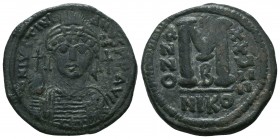 Justinian I. AE Follis , Circa 527-565 AD.

Condition: Very Fine

Weight: 8.40 gr
Diameter: 26 mm