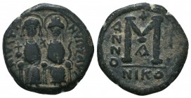 Justin II , with Sophia (565-578 AD). AE Follis

Condition: Very Fine

Weight: 13.40 gr
Diameter: 29 mm