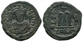 Maurice Tiberius Follis, AD 586-587 AE

Condition: Very Fine

Weight: 13.40 gr
Diameter: 29 mm