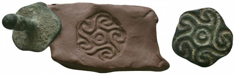 Ancient Greek Bronze Stamp Seal !

Condition: Very Fine

Weight: gr
Diamete...