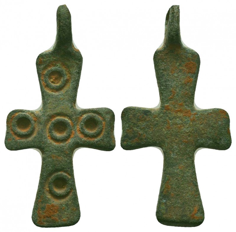 Byzantine Empire, c. 8th-11th century AD. Interesting bronze cross pendant.

C...