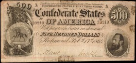 T-64. Confederate Currency. 1864 $500. Very Fine.

A Very Fine example of this popular Stonewall Jackson $500. Stains are noticed along with a small...