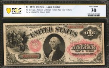 Fr. 27. 1878 $1 Legal Tender Note. PCGS Banknote Very Fine 30.

Allison-Gilifillan. Small red seal with rays. A Very Fine example of this 1878 Legal...