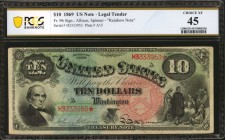 Fr. 96. 1869 $10 Legal Tender Note. PCGS Banknote Choice Extremely Fine 45.

A lovely mid-grade example of this $10 Legal Tender Jackass note from t...