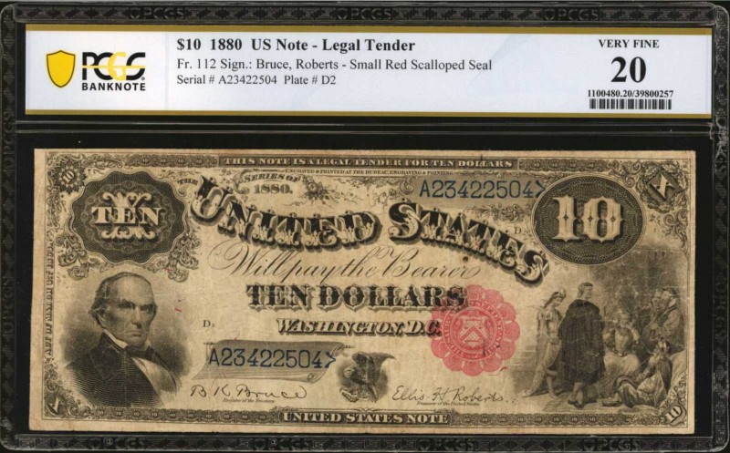 Fr. 112. 1880 $10 Legal Tender Note. PCGS Banknote Very Fine 20.

The always p...