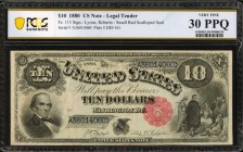 Fr. 113. 1880 Legal Tender Note. Very Fine 30.

This Very Fine Jackass Legal Tender $10 retains fully original & bright paper, with a dark design an...