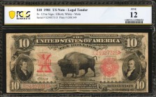 Fr. 121m. 1901 $10 Legal Tender Mule Note. PCGS Banknote Fine 12.

A Fine example of this Bison Legal Tender Mule note, which PCGS Banknote comments...