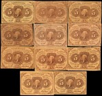 Lot of (11) Fr. 1230 & 1231. 5 Cents. First Issue. Very Good to About Uncirculated.

11 pieces in lot. Included are two Fr. 1231 and 9 Fr. 1230 5 Ce...