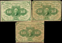 Lot of (3) Fr. 1242. 10 Cents. First Issue. Very Good to Fine.

A trio of 10 Cent Fractionals, which are in Very Good to Fine grades. Holes, tears &...