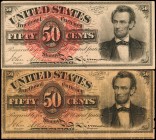 Lot of (2) Fr. 1374. 50 Cents. Fourth Issue. Fine & Very Fine.

A duo of Abraham Lincoln fractional notes. The Fine note has a large tear, along wit...