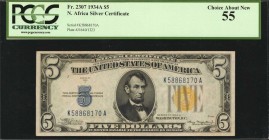 Fr. 2307. 1934A $5 North Africa Emergency Note. PCGS Currency Choice About New 55.

A Choice About New example of this WWII era North Africa emergen...