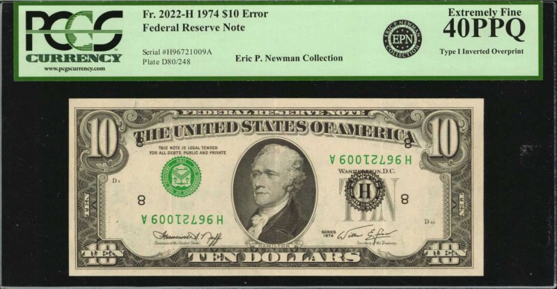 Fr. 2022-H. 1974 $10 Federal Reserve Note. St. Louis. PCGS Currency Extremely Fi...