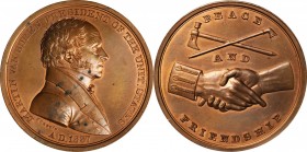 "1837" Martin Van Buren Indian Peace Medal. Second Size. Copper. Julian IP-18. Mint State, Cleaned.

62 mm. The flat-topped As in the words PEACE an...