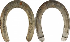 Souvenir Miniature Horseshoe made from the Armor of the Confederate Ironclad Virginia (Merrimac). Iron. 40 x 33 mm. Very Fine.

Housed on a partly r...