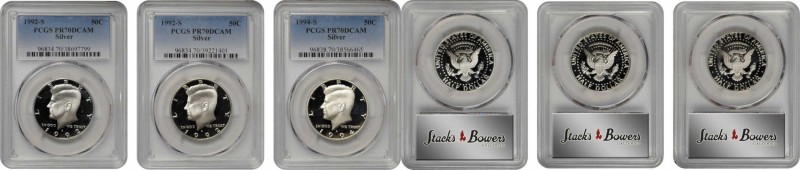 Lot of (3) Kennedy Half Dollars. Silver. Proof-70 Deep Cameo (PCGS).

Included...