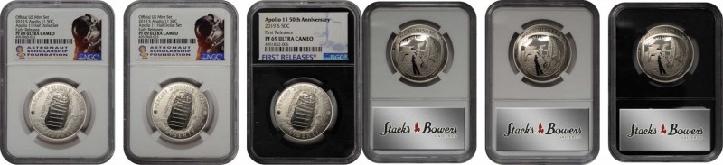 Lot of (3) 2019-S Apollo 11 50th Anniversary Half Dollars. Proof-69 Ultra Cameo ...