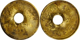 Electric. W. M. HAIGHT / ELECTRIC / MONT. // GOOD FOR / 12 1/2¢ / DRINK OR CIGAR. 25 mm. Brass. Rubick (2020) EV-9. Extremely Fine, holed at center an...