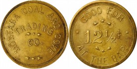 Electric. MONTANA COAL AND COKE / TRADING / CO. // GOOD FOR / 12 1/2¢ / AT THE BAR. 28 mm. Brass. Rubick (2020) Unlisted. Extremely Fine.

tokencata...