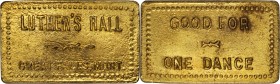 Great Falls. LUTHER'S HALL / GREAT FALLS, MONT. // GOOD FOR / ONE DANCE 19x32 mm rectangle. Brass. Rubick (2020) EV-8. Extremely Fine but dug and clea...