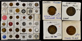 Helena to Laurel. Lot of (39) merchant tokens mostly rated EV-5 and below in the 2020 Rubick Montana Token Catalog.

Three are plastic, one is fiber...