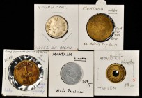 Hogan to Livingston. Lot of (5) Mostly Unlisted Merchant Tokens.

From Hogan, a 24 mm White Metal token inscribed HOUSE OF HOGAN / H H // GOOD FOR /...