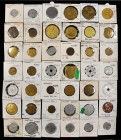 Kalispell. Lot of (43) Kalispell Montana tokens, all EV-5 and lower, according to the 2020 Rubick catalog.

One of these is a fiber token, all the o...