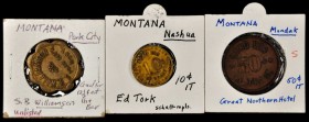 Mondak, Nashua, and Park City. Lot of (3) elusive EV-7 tokens as listed in the 2020 Rubick Montana token catalog.

Includes: Great Northern Hotel 50...
